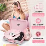 Pink Vintage Suitcase Record Player with Bluetooth