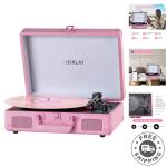 Vintage Suitcase Record Player with Bluetooth - Pink