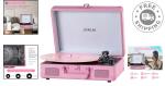 Vintage Suitcase Record Player with Bluetooth - Pink