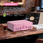 Vintage Suitcase Record Player with Bluetooth - Pink