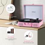 Vintage Suitcase Record Player with Bluetooth - Pink