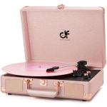 Rose Gold Portable Vinyl Turntable with Speakers
