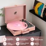 Rose Gold Portable Vinyl Turntable with Speakers