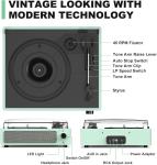 Vintage 3-Speed Vinyl Record Player with Speaker