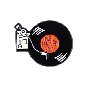 Funny Musician Enamel Pin for Vinyl Lovers