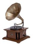 Wooden Gramophone Player with Record - Copper Finish