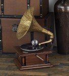 Wooden Gramophone Player with Record - Copper Finish