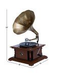 Wooden Gramophone Player with Record - Copper Finish