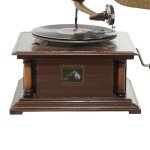 Wooden Gramophone Player with Record - Copper Finish