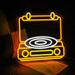 Retro Neon Record Player Wall Decor Sign