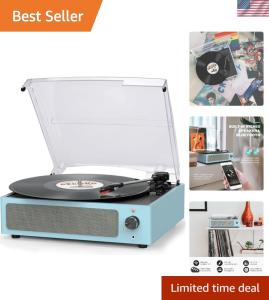 Vintage Vinyl Record Player with Bluetooth Speakers
