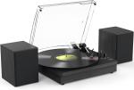 Bluetooth Vinyl Turntable with Stereo Speakers, Black