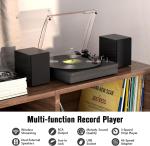 Bluetooth Vinyl Turntable with Stereo Speakers, Black