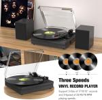 Bluetooth Vinyl Turntable with Stereo Speakers, Black