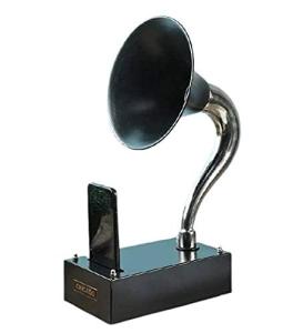Vintage Black & Chrome Gramophone Replica Accent