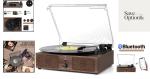 Vintage Wooden Bluetooth Record Player with 3 Speeds