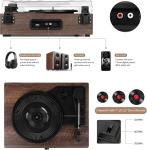 Vintage Wooden Bluetooth Record Player with 3 Speeds