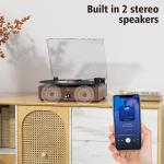 Vintage Wooden Bluetooth Record Player with 3 Speeds