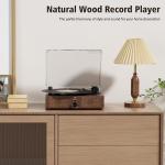 Vintage Wooden Bluetooth Record Player with 3 Speeds