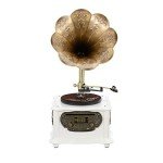 Vintage White Gramophone Player with Bluetooth and AUX