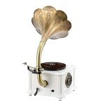 Vintage White Gramophone Player with Bluetooth and AUX