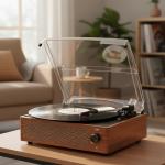 Retro Vinyl Record Player with Bluetooth and Speakers