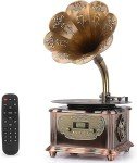 Vintage Mini Bluetooth Record Player with USB Ports
