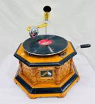 Vintage-Style Replica Gramophone with Floral Design