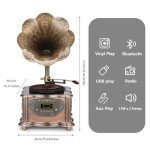 Vintage Mini Bluetooth Record Player with USB Ports
