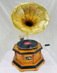 Vintage-Style Replica Gramophone with Floral Design