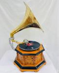 Vintage-Style Replica Gramophone with Floral Design