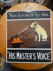 HMV Nipper Gramophone Metal Enameled Sign