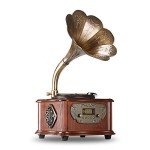 LuguLake Retro Gramophone Turntable with Copper Horn