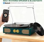 Vintage 3-Speed Green Vinyl Record Player