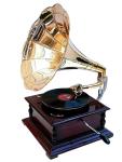 Vintage Square Gramophone Player with Brass Horn