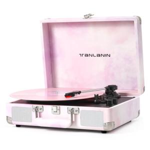 Vintage 3-Speed Bluetooth Vinyl Record Player, Pink