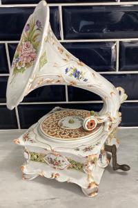 Floral Porcelain Decorative Gramophone 13” x 6”