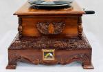 Vintage-Style Replica Gramophone with Floral Carvings