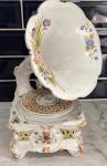 Floral Porcelain Decorative Gramophone 13” x 6”