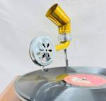 Vintage-Style Replica Gramophone with Floral Carvings