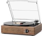 Vintage Wooden Vinyl Player with Wireless Speakers