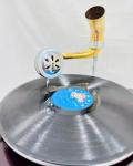 Vintage Replica Gramophone with Floral Wood Base