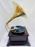 Vintage Replica Gramophone with Floral Wood Base