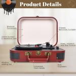 Brown Vintage Suitcase Bluetooth Record Player