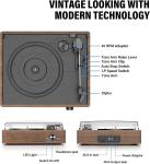 Vintage Wooden Vinyl Player with Wireless Speakers