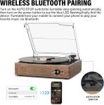 Vintage Wooden Vinyl Player with Wireless Speakers