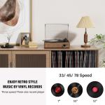 Vintage Wooden Vinyl Player with Wireless Speakers