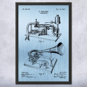 Gramophone Patent Wall Art - Canvas or Framed