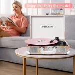 Pink Floral Vinyl Record Player with Bluetooth and USB