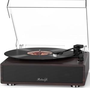 Vintage-Inspired Bluetooth Vinyl Record Player with Speakers